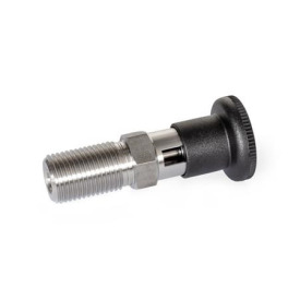 GN 818 Doigts d'indexage en inox, AISI 316 (A4), avec position de repos Type: C - avec bouton en plastique, sans contre-écrou
