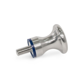 GN 75.6 Pomos en forma de seta, acero inoxidable, diseño higiénico Tipo: E - con espárrago roscado<br />Acabado: MT - Mate (Ra < 0.8 µm)<br />Material (anillo de sellado): H - HNBR