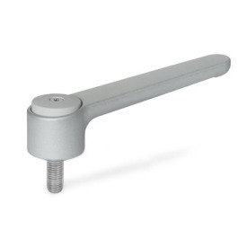 GN 126.1 Maniglie a ripresa piatte, lega di zinco pressofusa, perno filettato in acciaio INOX Colore: SR - argento, RAL 9006, finitura testurizzata