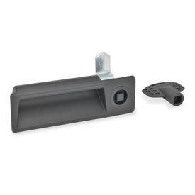 GN 731.2 Maniglie da in casso con chiusura a levetta, con levetta di chiusura in acciaio, funzionamento con chiave a tubo o chiave Tipo: VK - Con albero quadro<br />N° identificativo: 2 - Azionamento nella posizione raffigurata, in alto a destra